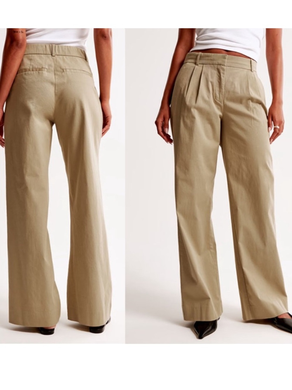 Abercrombie & Fitch Wide Leg Pants Pleaded Khaki  size 29 Short 8 S